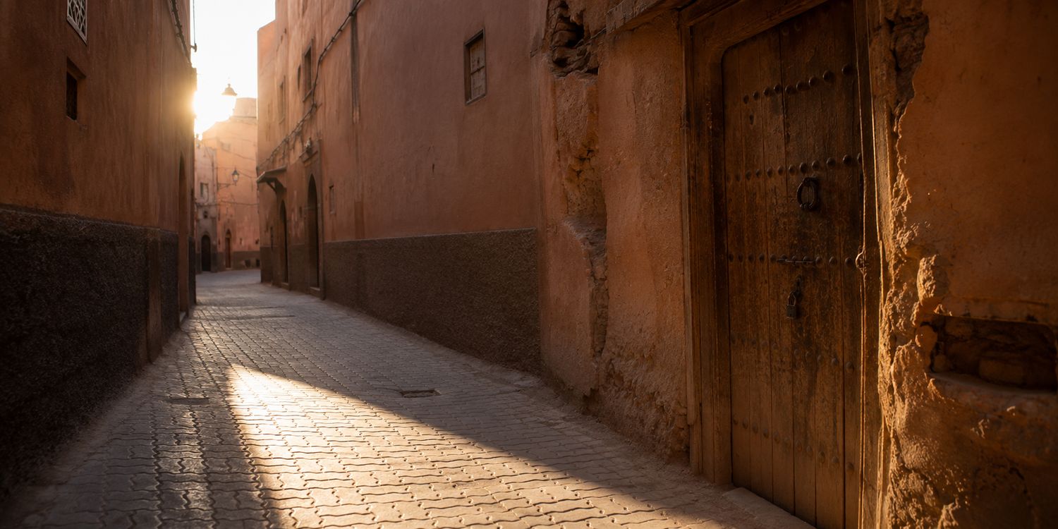 Ruelle de la médina de Marrakech au petit matin