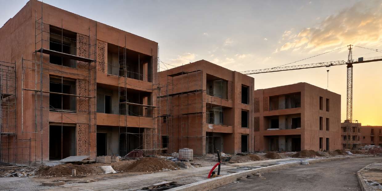 Petit immeuble résidentiel en construction à Marrakech